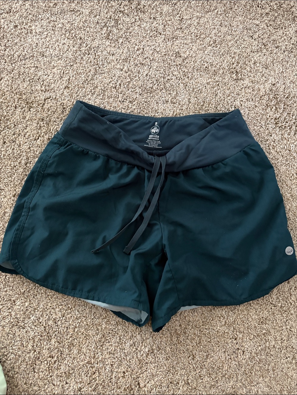 Senita athletics drawstring shorts size small teal